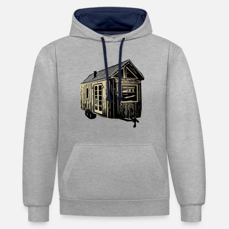 Tiny House - Sweat à capuche contrasté - gris chiné/bleu marine