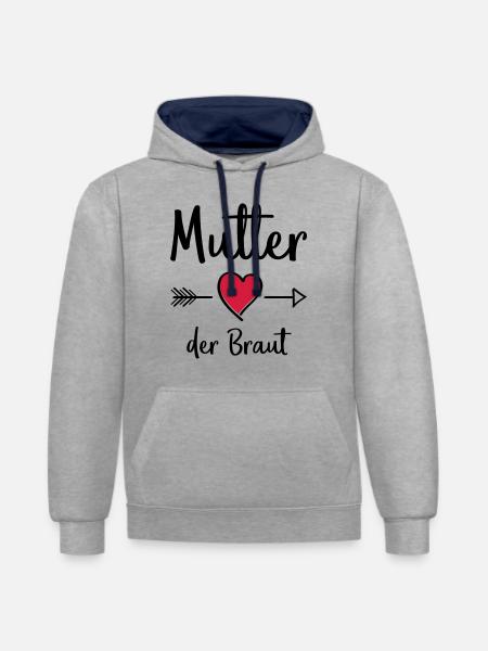 mutter der braut - Kontrast-Hoodie - Grau meliert/Navy