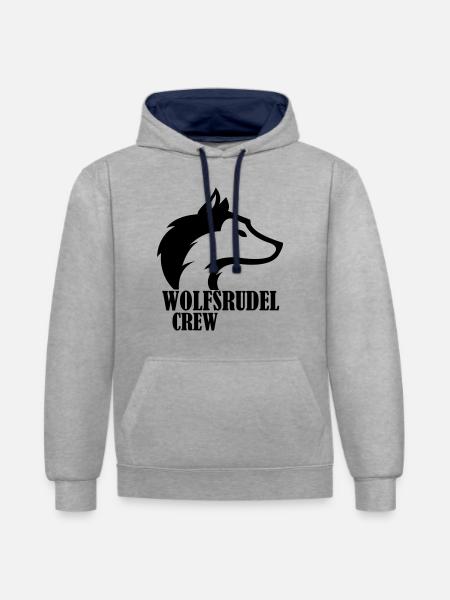 wolfsrudel_crew_01 - Kontrast-Hoodie - Grau meliert/Navy