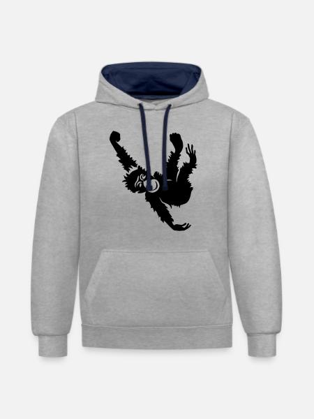 ape - Kontrast-Hoodie - Grau meliert/Navy
