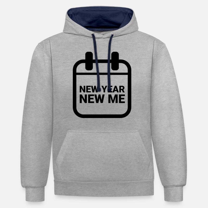New year New me - Sweat à capuche contrasté - gris chiné/bleu marine