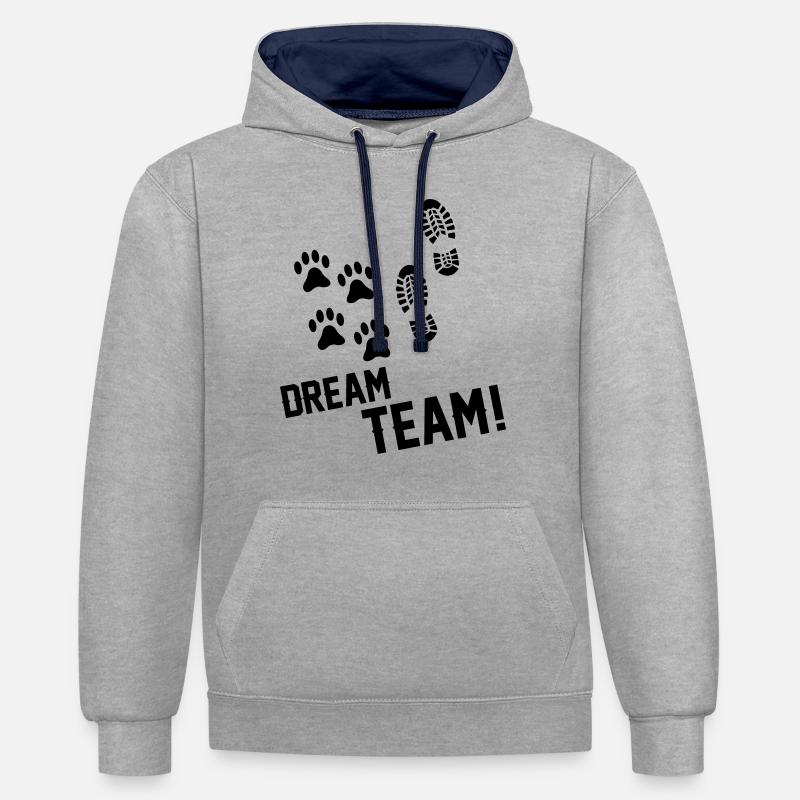 Équipe de rêve - Sweat à capuche contrasté - gris chiné/bleu marine