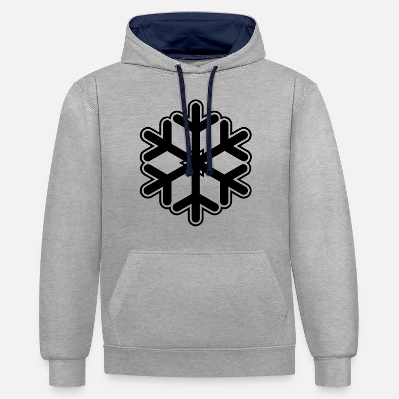 Neige flocon de neige - Sweat à capuche contrasté - gris chiné/bleu marine