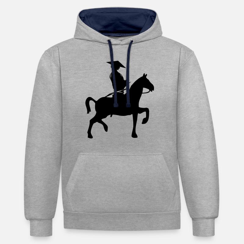 Cavalier samouraï - Sweat à capuche contrasté - gris chiné/bleu marine