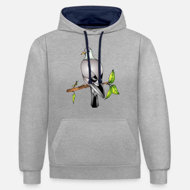 Oiseau - Sweat à capuche contrasté - gris chiné/bleu marine