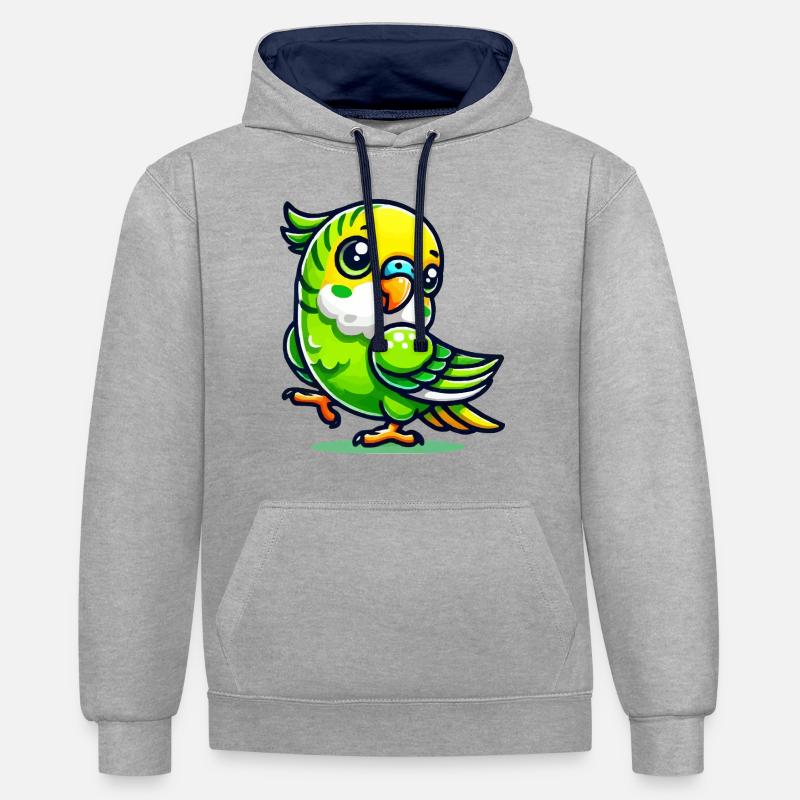 perruche ondulée - Sweat à capuche contrasté - gris chiné/bleu marine