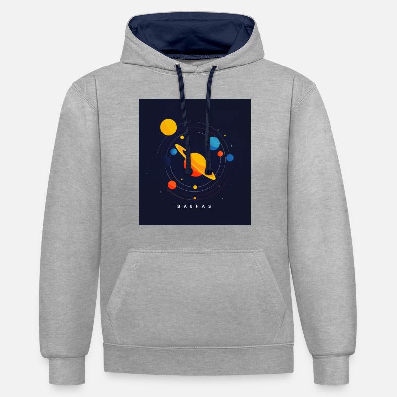 Système planétaire Bauhas - Sweat à capuche contrasté - gris chiné/bleu marine