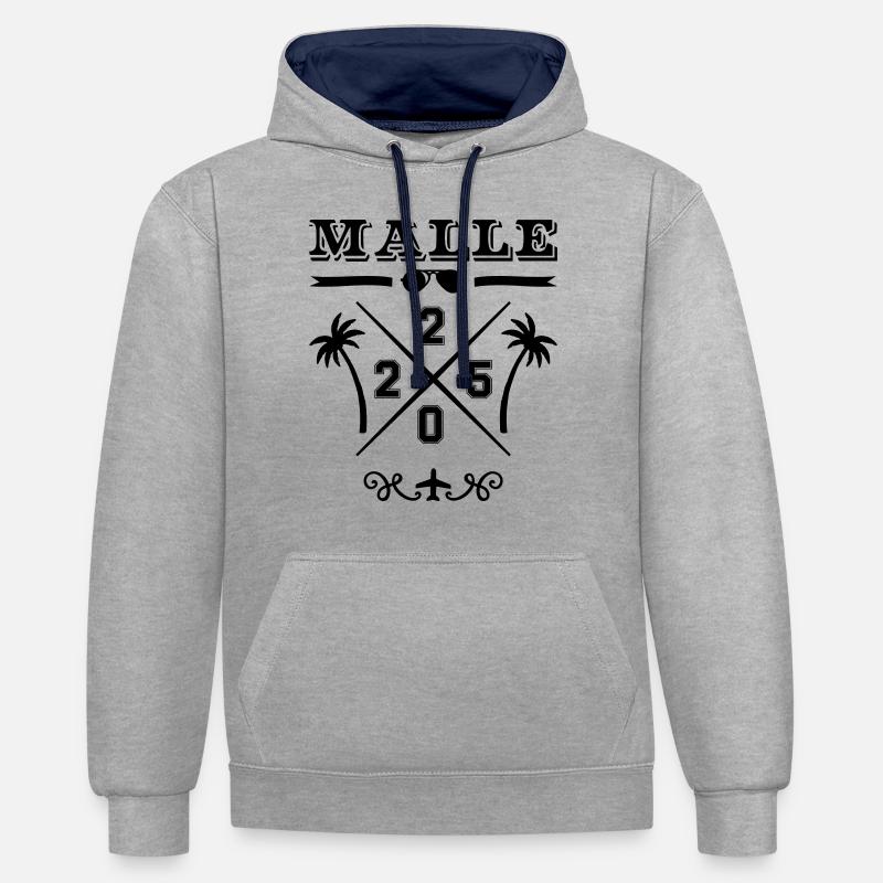 Malle 2025 Majorque - Sweat à capuche contrasté - gris chiné/bleu marine