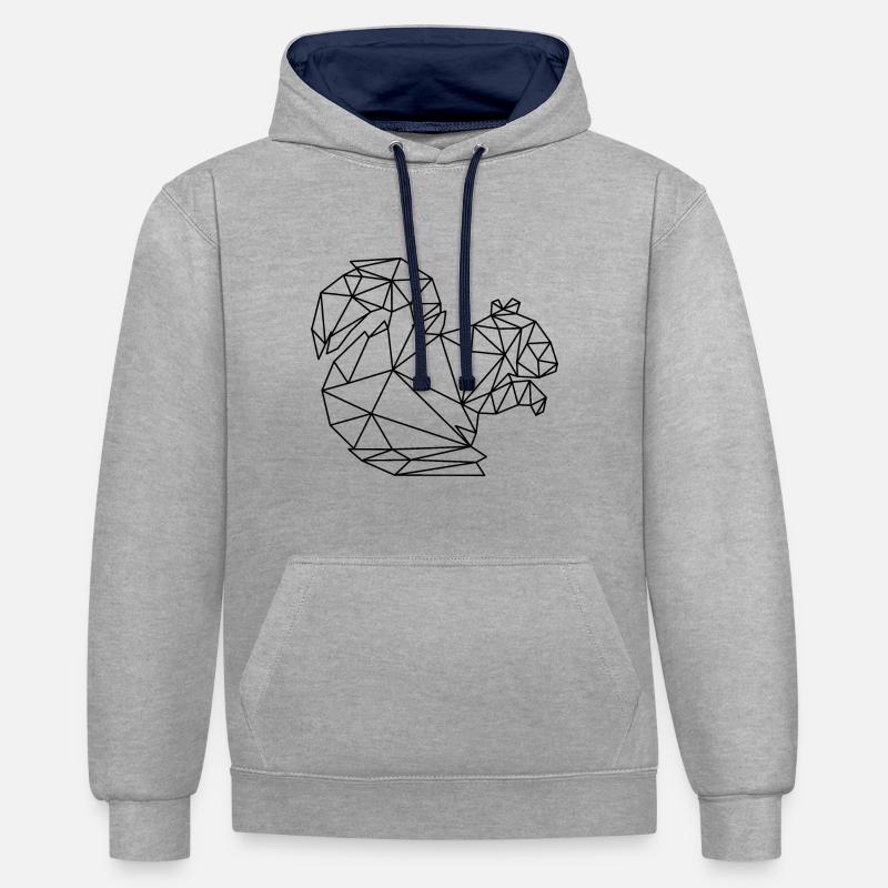 Écureuils - Sweat à capuche contrasté - gris chiné/bleu marine