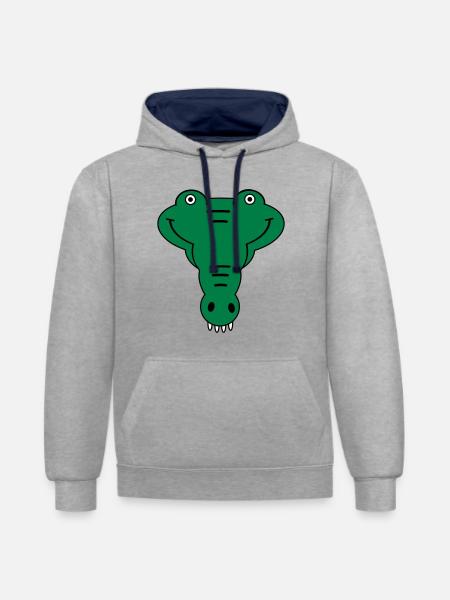 alligator - Contrast hoodie - heather grey/navy