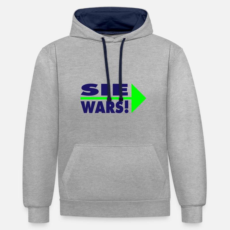 Sie wars! Partner- oder Partyshirt - Kontrast-Hoodie - Grau meliert/Navy