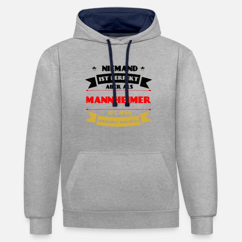 Parfait Mannheim - Mannheim Allemagne Pfalz - Sweat à capuche contrasté - gris chiné/bleu marine