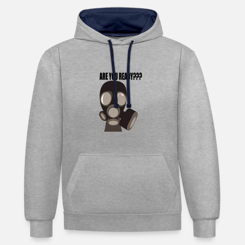 Êtes-vous prêt ??? - Sweat à capuche contrasté - gris chiné/bleu marine