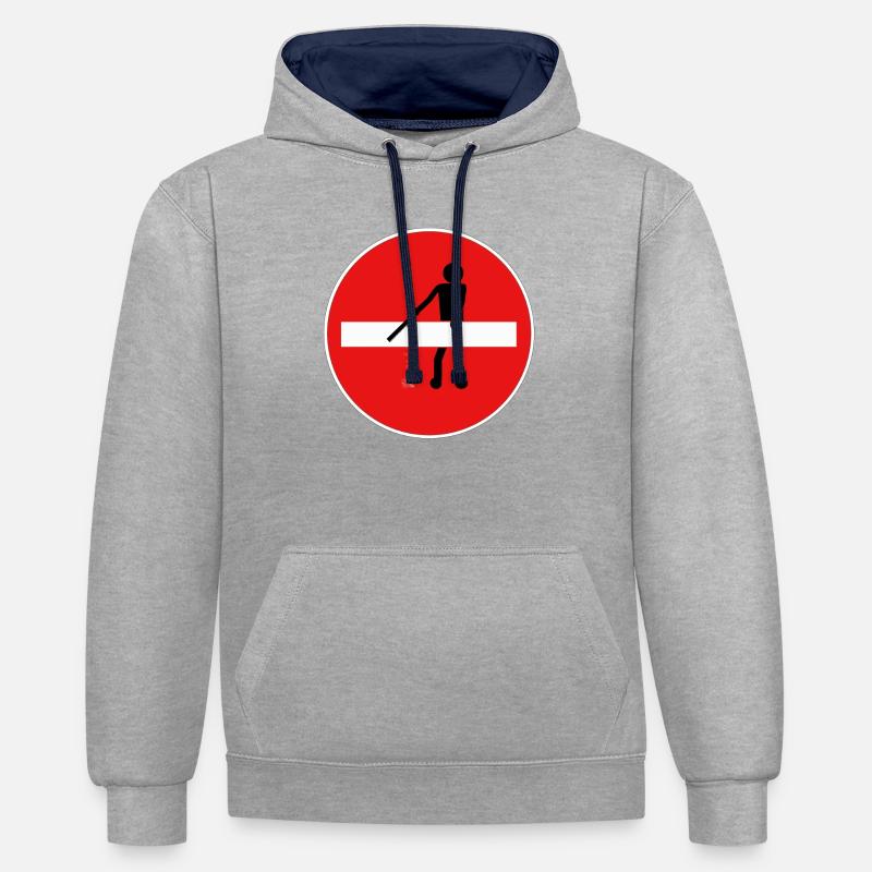 Pas de sens interdit - Sweat à capuche contrasté - gris chiné/bleu marine