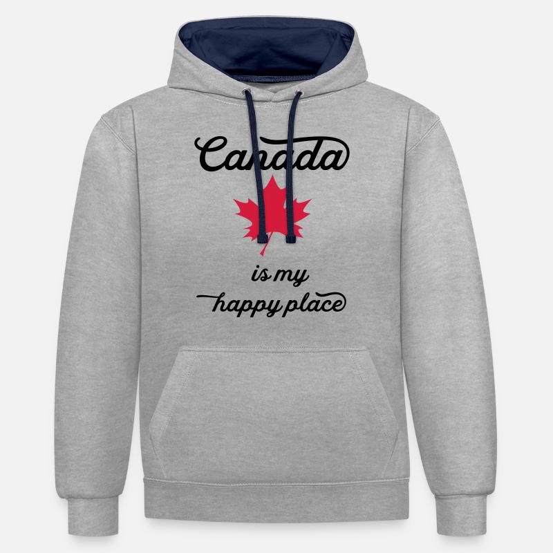 canada heureux - Sweat à capuche contrasté - gris chiné/bleu marine