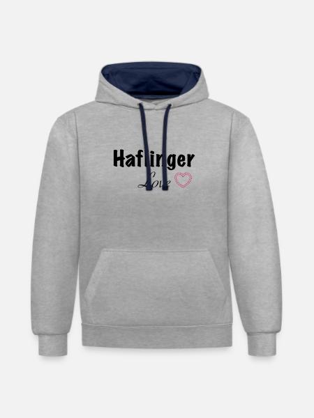 Haflinger Love - Kontrast-Hoodie - Grau meliert/Navy