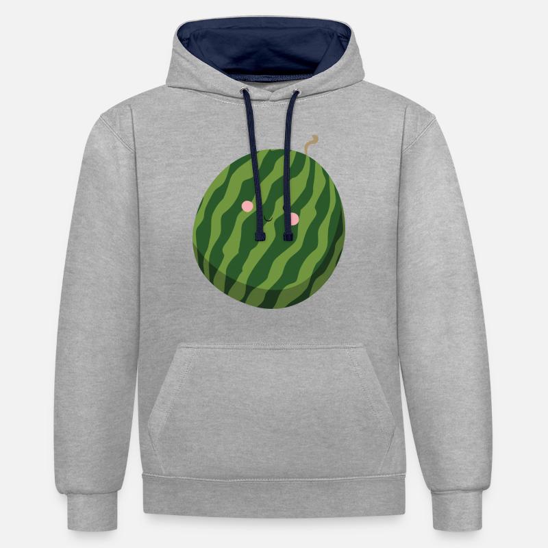 Pastèque - Sweat à capuche contrasté - gris chiné/bleu marine