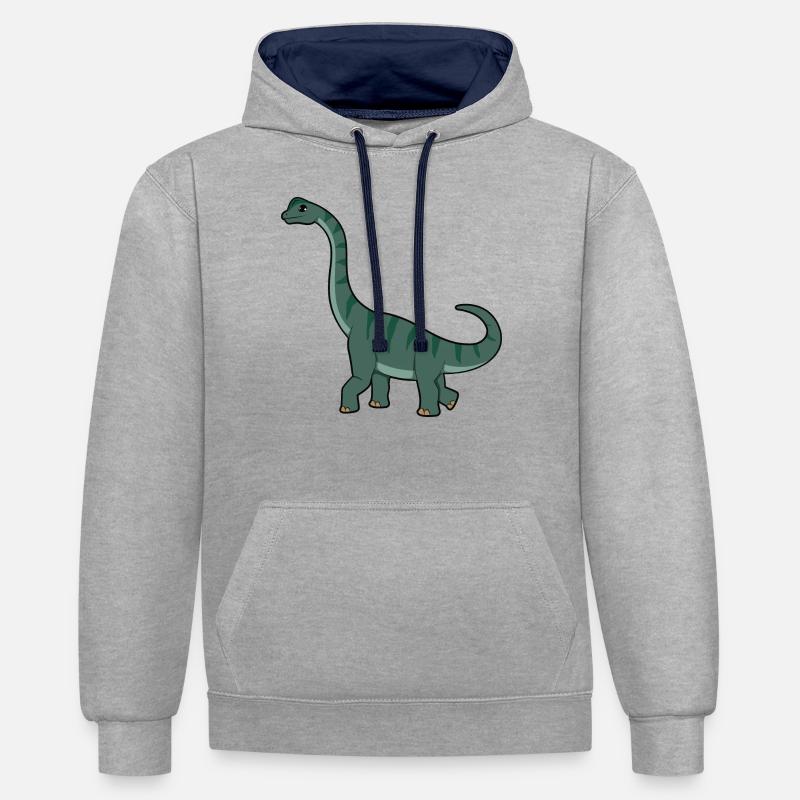 Brachiosaurus - Sweat à capuche contrasté - gris chiné/bleu marine