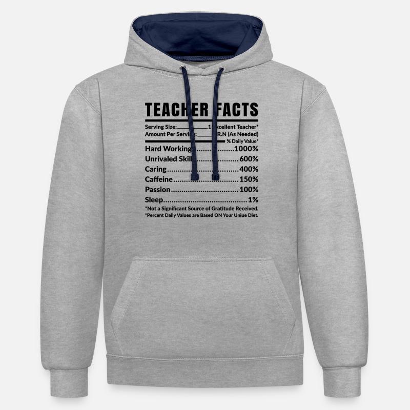 Faits sur l’enseignant - Sweat à capuche contrasté - gris chiné/bleu marine