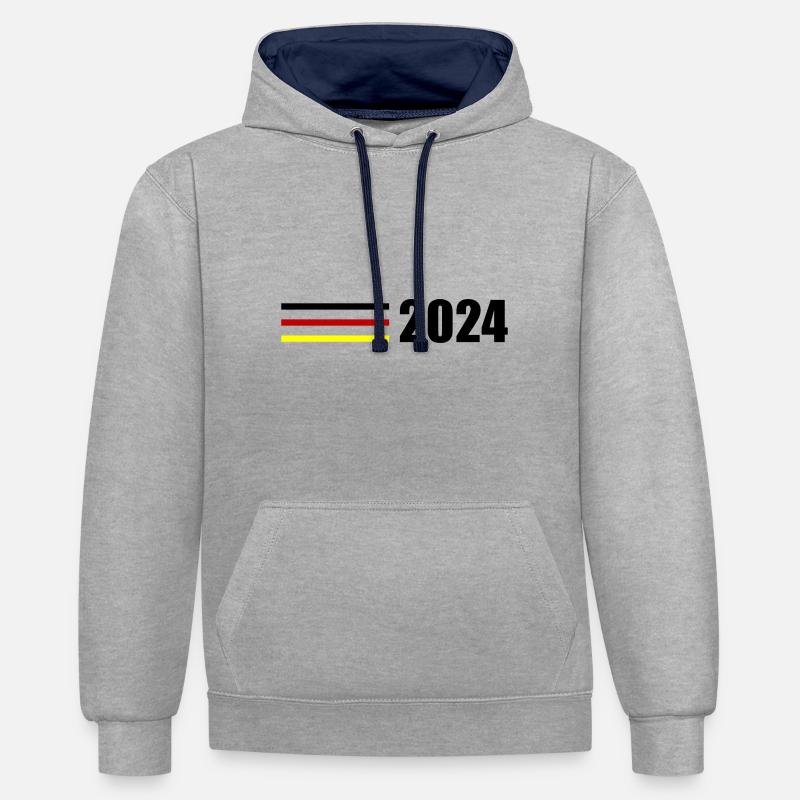Drapeau de l’Allemagne 2024 - Sweat à capuche contrasté - gris chiné/bleu marine