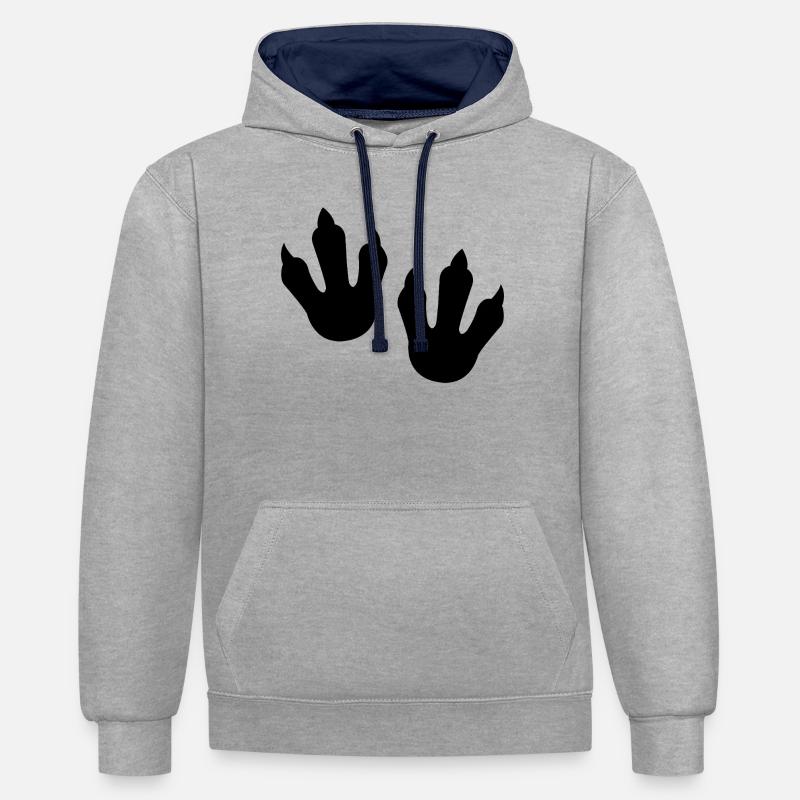 Empreintes de dinosaures - Sweat à capuche contrasté - gris chiné/bleu marine