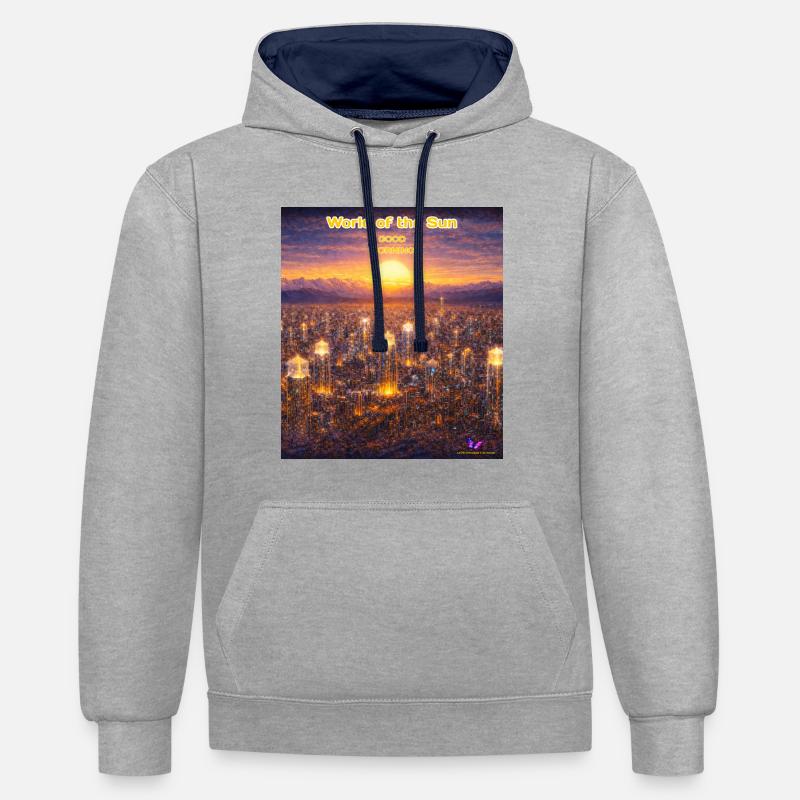 Le Monde du Soleil – Bonjour - Sweat à capuche contrasté - gris chiné/bleu marine