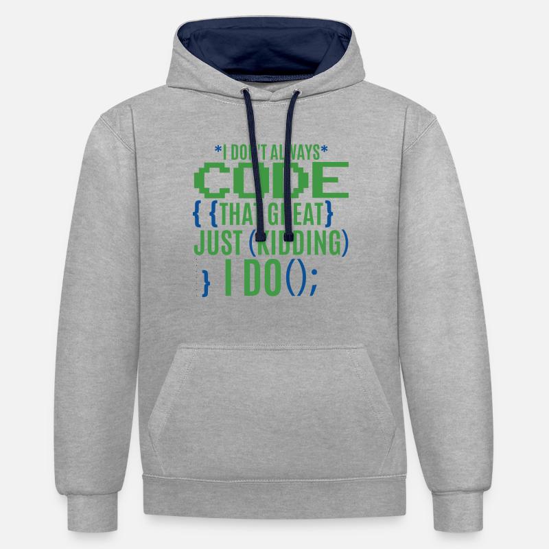 Funny Coder Programmer IT - Contrast hoodie - heather grey/navy