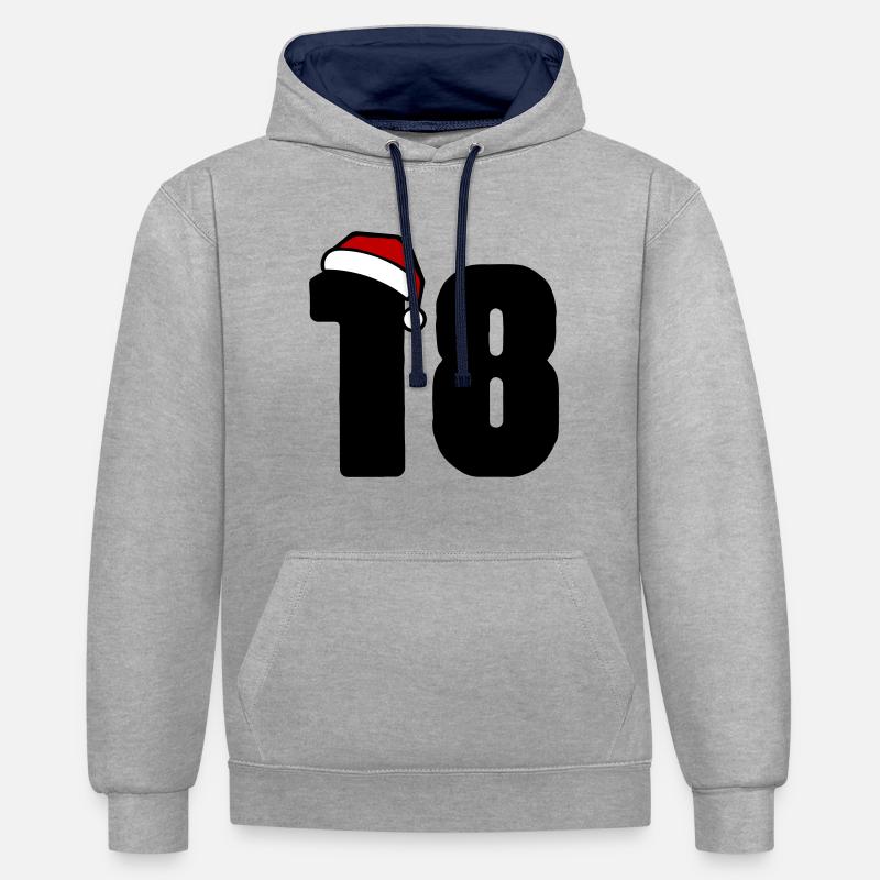 18 Numéro de Noël - Sweat à capuche contrasté - gris chiné/bleu marine