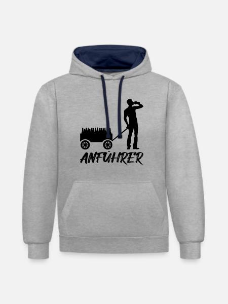 Anführer, schwarz - Kontrast-Hoodie - Grau meliert/Navy