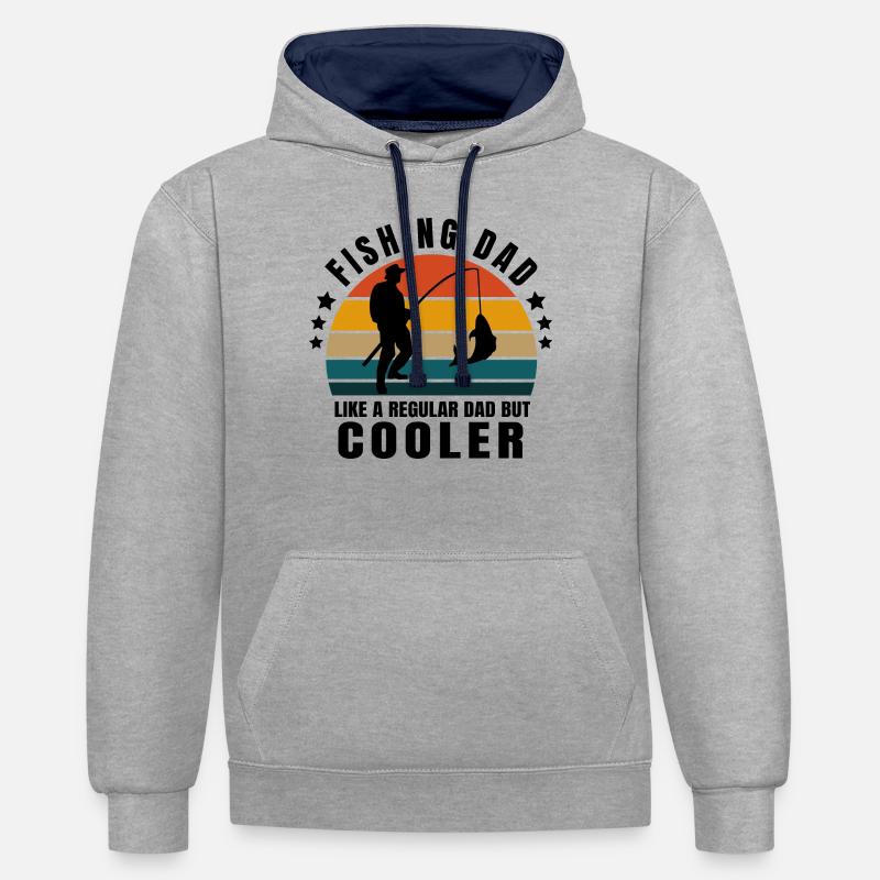 Papa pêcheur - Sweat à capuche contrasté - gris chiné/bleu marine