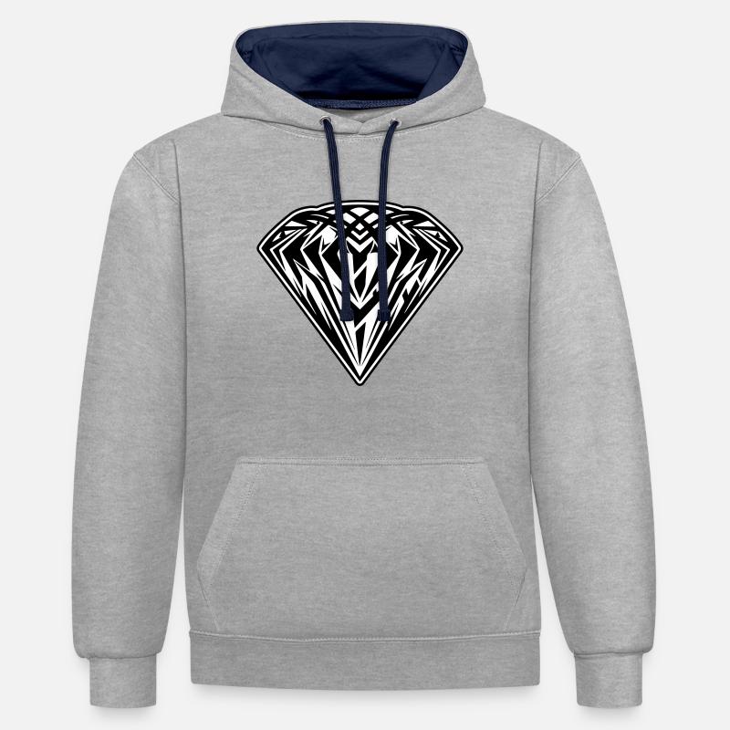 Icône de symbole de diamant - Sweat à capuche contrasté - gris chiné/bleu marine