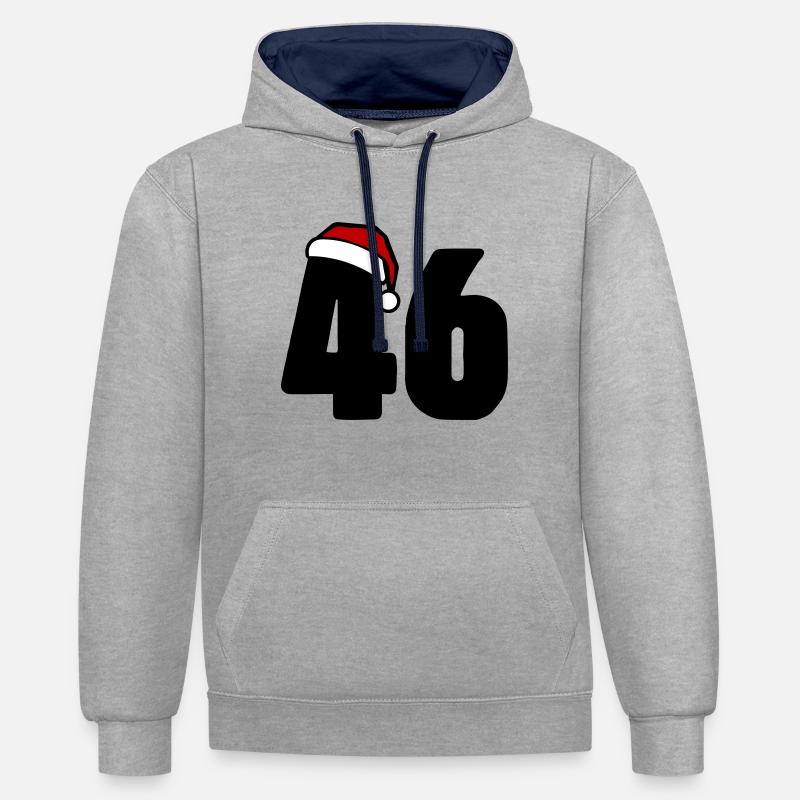 46 Numéro Noël - Sweat à capuche contrasté - gris chiné/bleu marine
