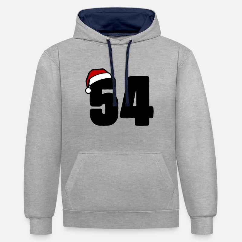 54 Numéro Noël - Sweat à capuche contrasté - gris chiné/bleu marine