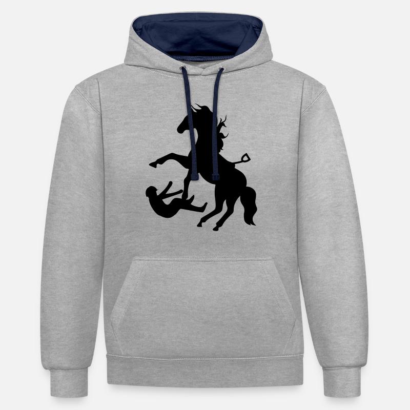 cheval - Sweat à capuche contrasté - gris chiné/bleu marine