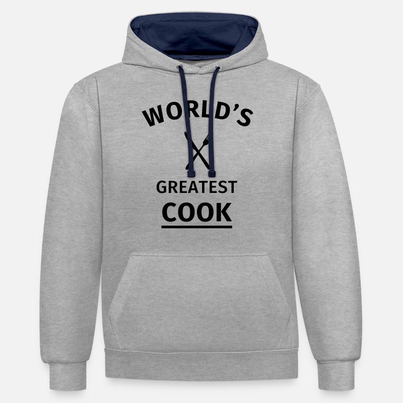 World's Greatest Cook - Sweat à capuche contrasté - gris chiné/bleu marine