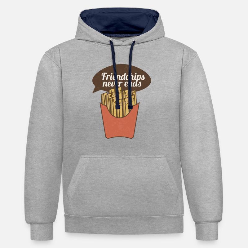 friendchips - Sweat à capuche contrasté - gris chiné/bleu marine