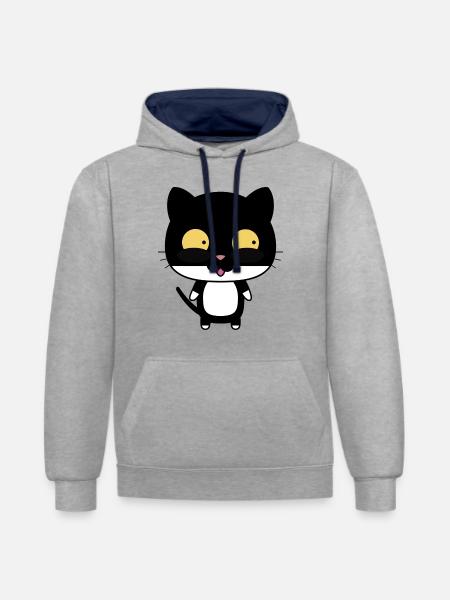 TPPCTPUC - Sweat à capuche contrasté - gris chiné/bleu marine