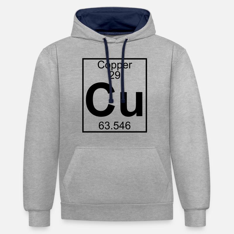 Element 29 - Cu (copper) - Full - Kontrast-Hoodie - Grau meliert/Navy