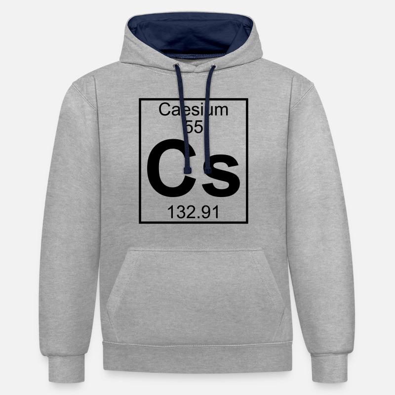 Element 055 - Cs (caesium) - Full - Sweat à capuche contrasté - gris chiné/bleu marine