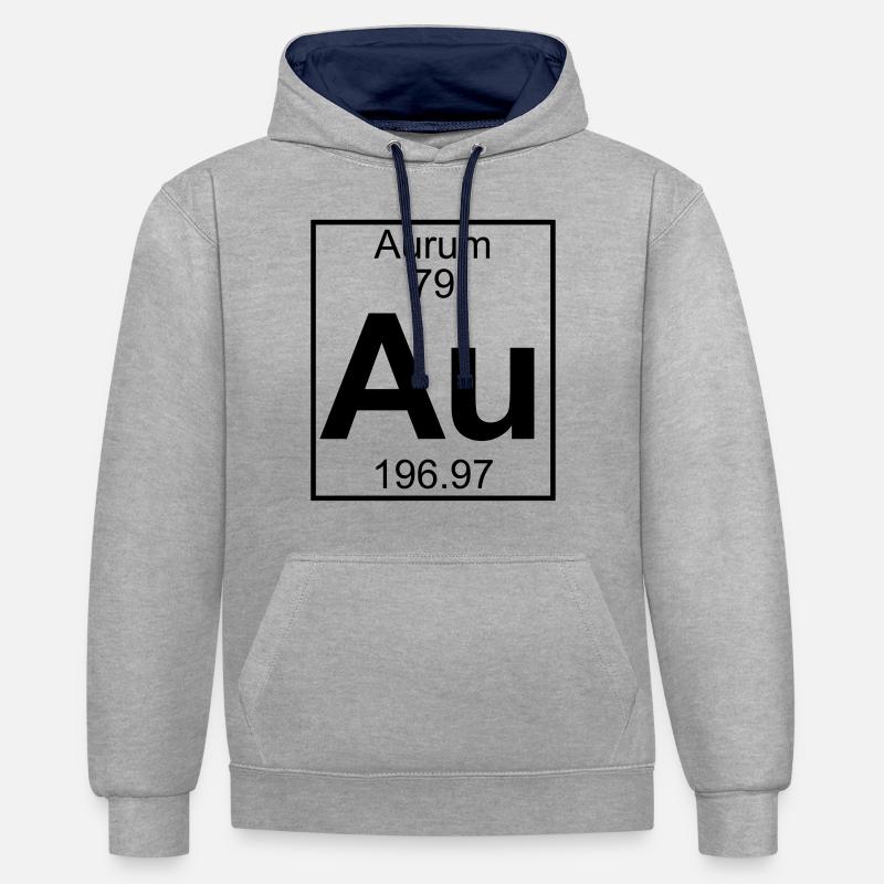 Element 079 - Au (aurum) - Full - Sweat à capuche contrasté - gris chiné/bleu marine