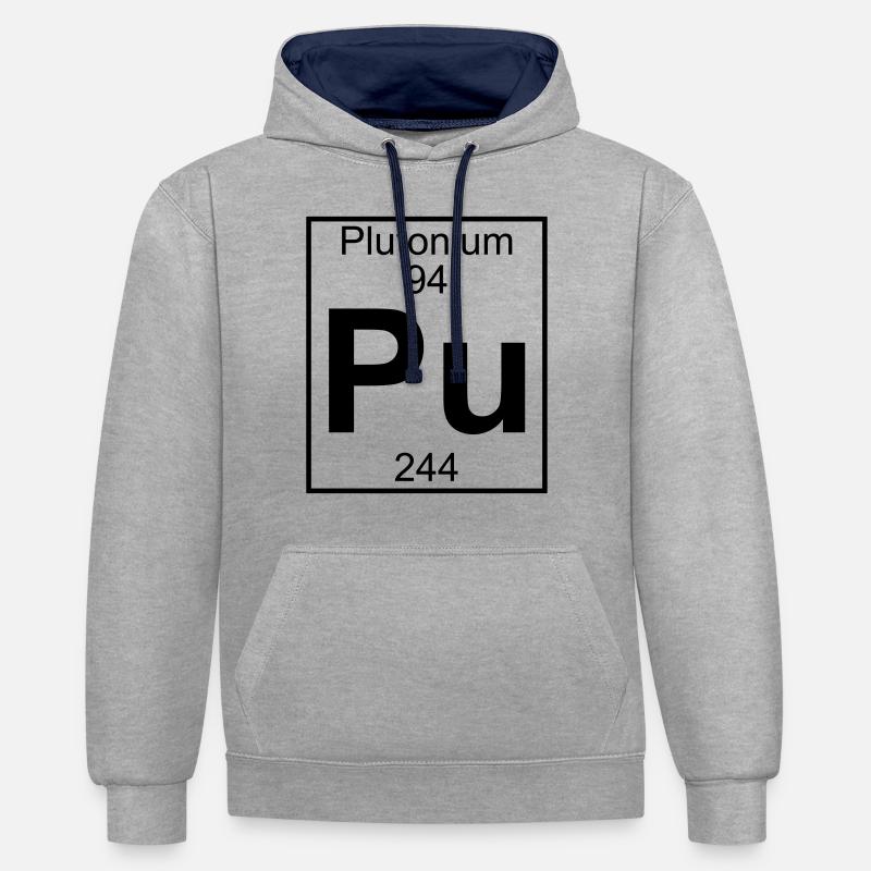 Element 094 - Pu (plutonium) - Full - Sweat à capuche contrasté - gris chiné/bleu marine