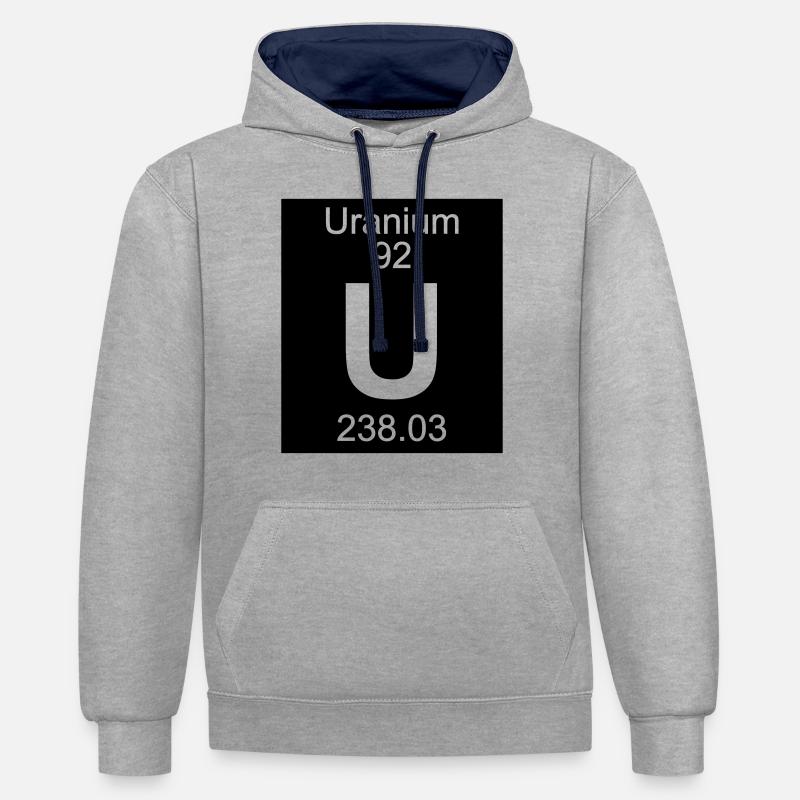 Element 92 - u (uranium) - Inverse (Full) - Sweat à capuche contrasté - gris chiné/bleu marine