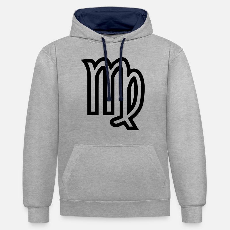 Vierge - Sweat à capuche contrasté - gris chiné/bleu marine