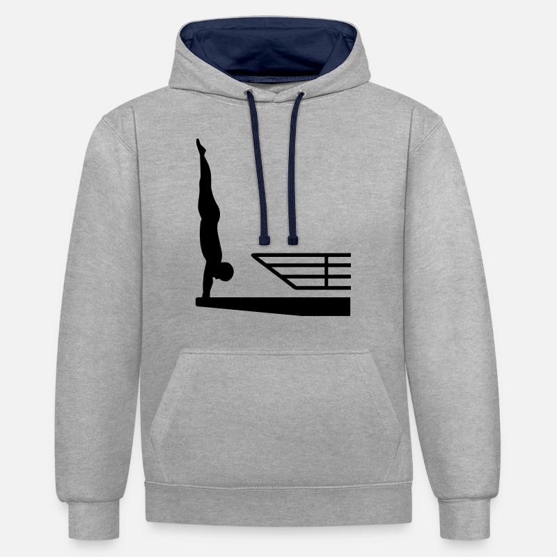 Plongeon - Sweat à capuche contrasté - gris chiné/bleu marine
