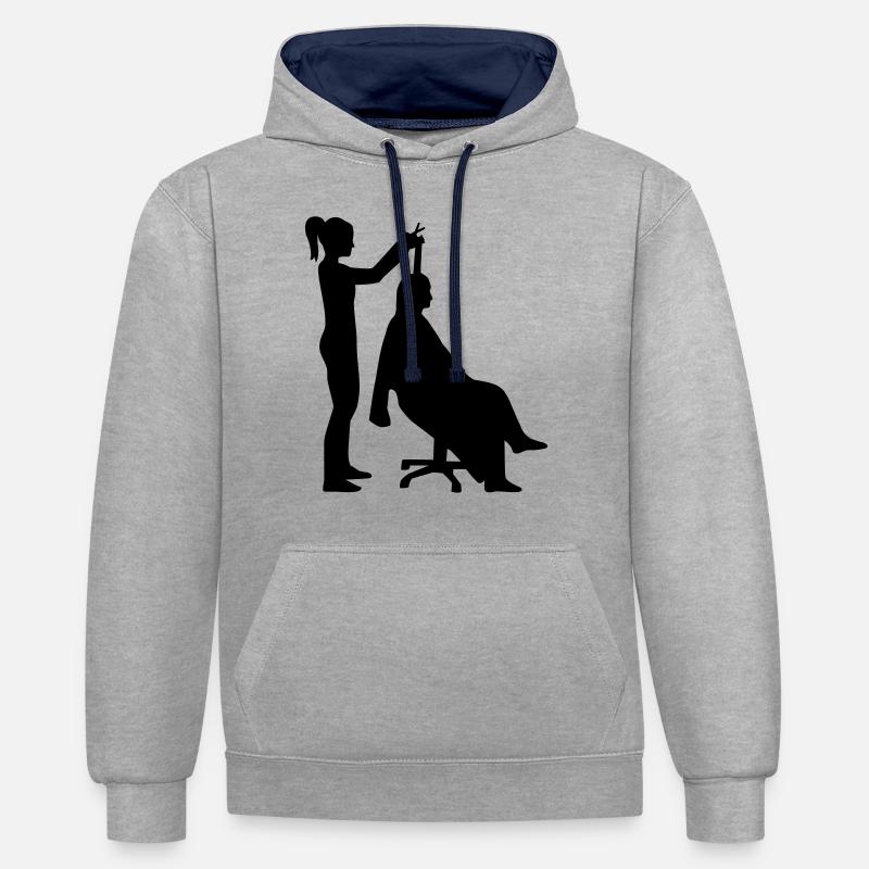 Coiffeur - Sweat à capuche contrasté - gris chiné/bleu marine