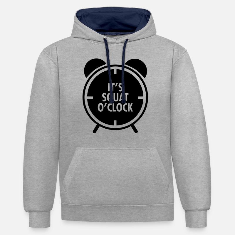 It's Squat O'Clock - Sweat à capuche contrasté - gris chiné/bleu marine