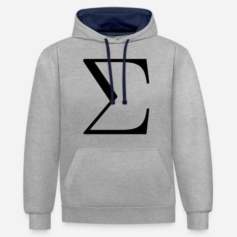 LETTRE MAJUSCULE GRECQUE SIGMA - Sweat à capuche contrasté - gris chiné/bleu marine
