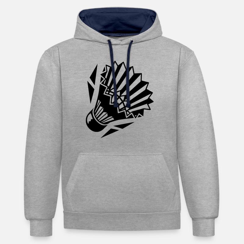 Badminton Racket Racketlon Shuttlecock Squash - Contrast hoodie - heather grey/navy