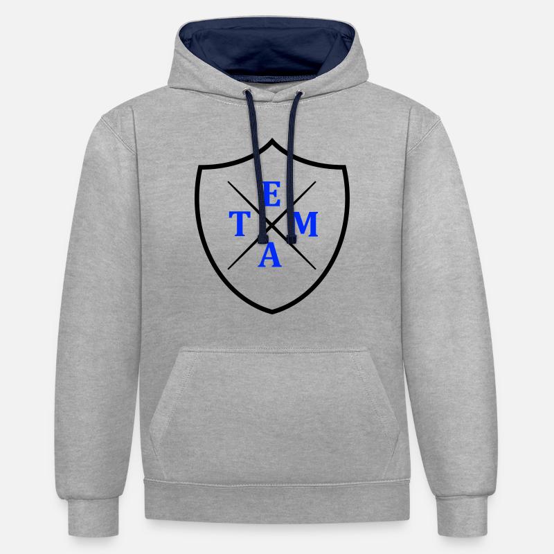 Écusson de l’équipe - Sweat à capuche contrasté - gris chiné/bleu marine