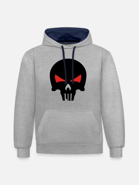 bone head - Kontrast-Hoodie - Grau meliert/Navy